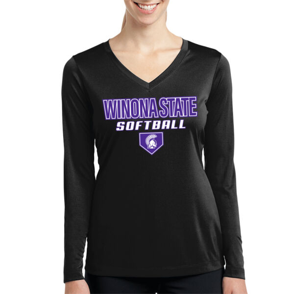 Sport-Tek Womens Long Sleeve PosiCharge Competitor V-Neck Tee - Printed Logo Thumbnail