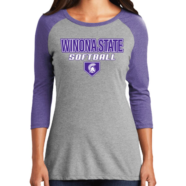 District Womens Perfect Tri 3/4-Sleeve Raglan - Printed Logo Thumbnail