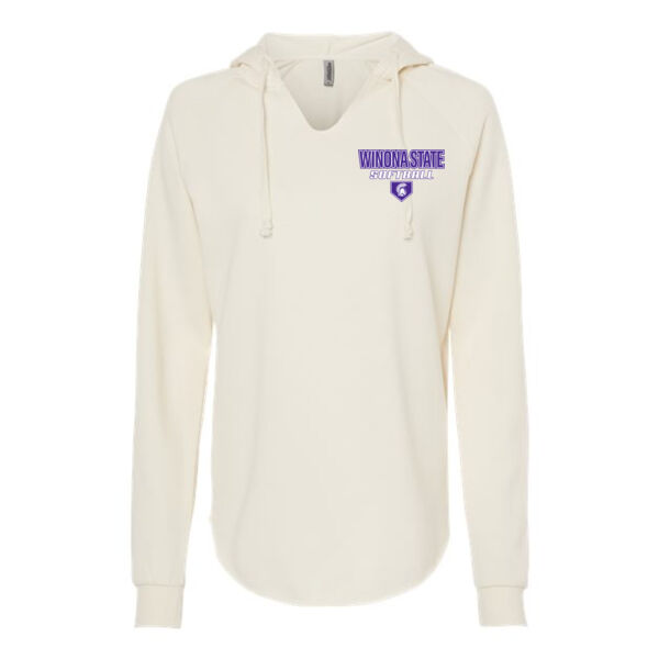 Independent Trading Co Women's Lightweight California Wave Wash Hooded Sweatshirt - Printed Logo Thumbnail